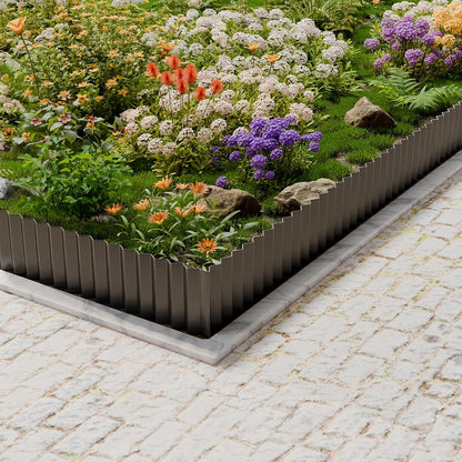 SnugNiture Corrugated Metal Garden Edging,6" x 20' Sturdy Lawn Edging Border,Landscape Edging Border for Lawn, Flower Bed,Garden and Yard(Black)