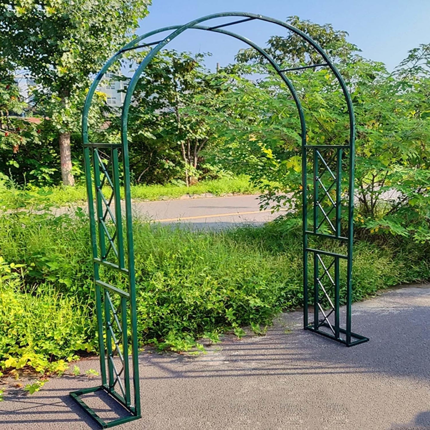 Garden Arbor, Metal Wedding Arch for Ceremony Party, Garden Trellis for Climbing Plants Outdoor, Wide 55" 71" 87" 103" 118" 134" Garden Arch Stand for Garden, Backyard, Lawn(Green,87" x 91" x 16")