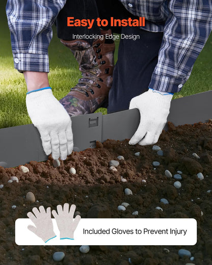VEVOR Steel Landscape Edging, 5 Packs 39 x 4 in Rust-Resistant Metal Landscape Edging, Bendable Garden Edging Border, Heavy Duty Lawn Edging, Easy-to-Install, Flower Bed Yard Pathway Divider Dark Gray
