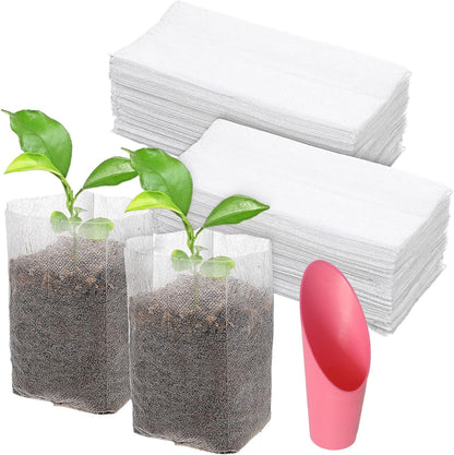 Plant Nursery Bags, Non-Woven Biodegradable Plant Grow Bags Fabric Seedling Starter Bags for Vegetable Flower Fruit Saplings Tree, Home Garden Supply (5.52"x7.48"/Pack of 200)