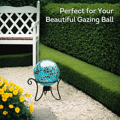 Lily's Home Foldable Metal Gazing Ball Stand - Durable Rust-Resistant Display Stand for 10 to 12 inch Balls - Indoor/Outdoor Ornament Decor - Ideal Garden Plant Stand or Gift Accessory