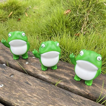 Jxueych Rebellious Frog Figurine, Frog Garden Statue, Tall 3.3 inch, Cute Mini Frog for Fairy Garden Decor, Happy Frog Figurines Outdoor Table Decortation (Frog)