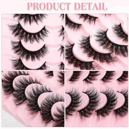Geelin 7 Pcs Porch Goose Outfit Eyelash for 23/17'' Plastic Lawn Goose Statue Mink Fake Lashes End 3D Salon Eyelashes Reusable for Lawn Patio Art Decoration (Black)