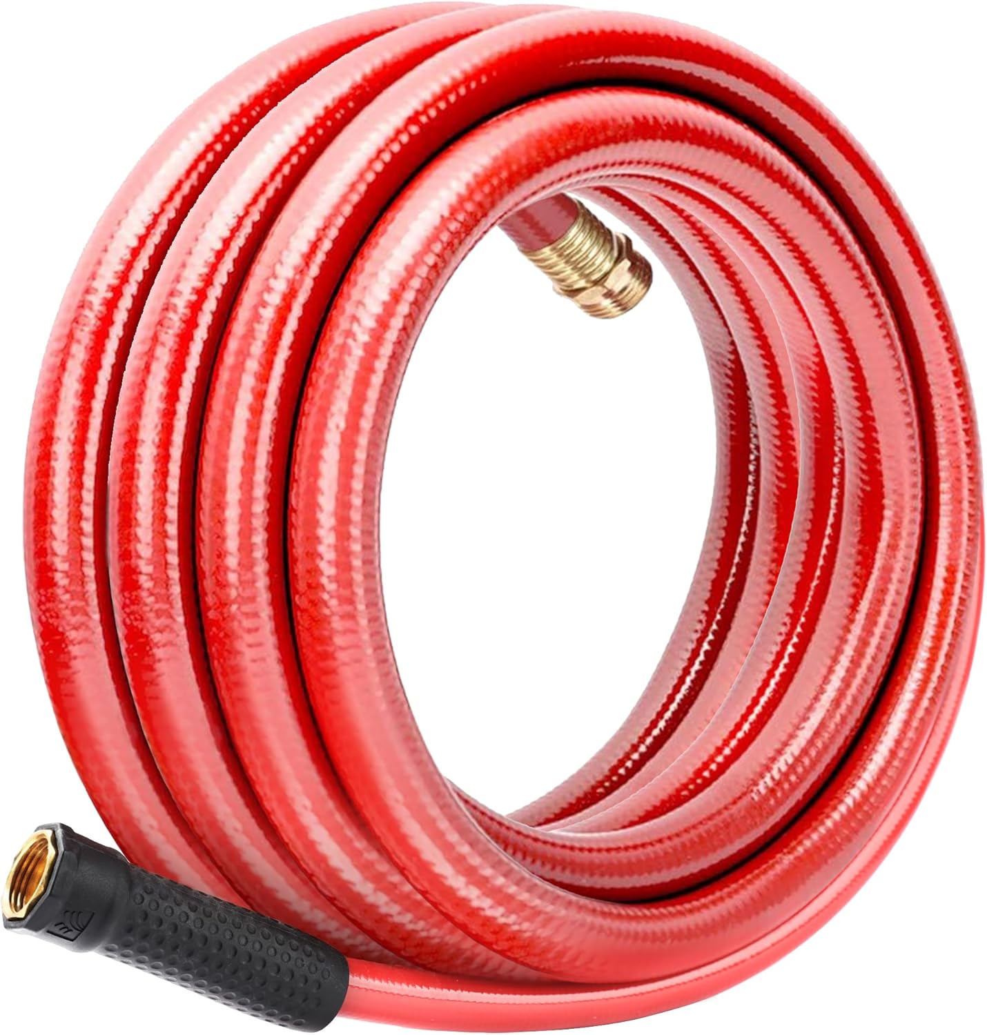 Solution4Patio Homes Lead-in Red Garden Hose 5/8 in. x 25 ft. -Kink Free, No Leaking, Male/Female Fittings -Heavy Duty Durable Flexible Lightweight Water Pipe -Brass Aluminum Ends for Household & Yard