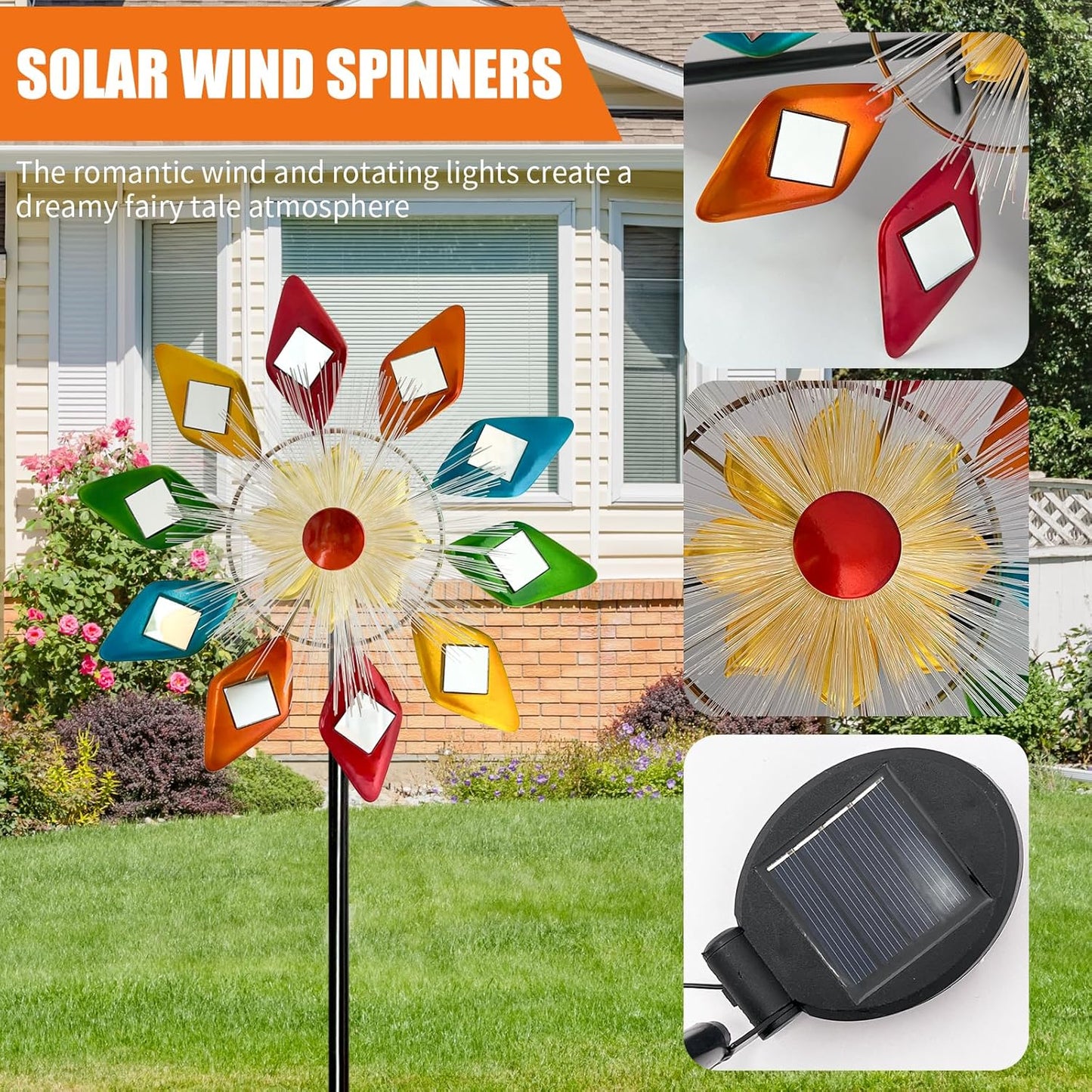 Solar 45" Sunglasses Wind Spinners for Yard and Garden, Metal Clearance Windmill Kinetic Wind Spinner Outdoor Decor, Wind Sculpture Yard Art Decorations for Patio, Lawn & Garden