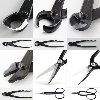 Wazakura Japanese 6PCS Bonsai Scissors and Branch Cutter Tool Kit with Roll Bag: Japanese Yasugi Steel Ashinaga and Twig Bonsai Scissors, Concave Branch Cutter, Knob Cutter, Jin Plier, Wire Cutter