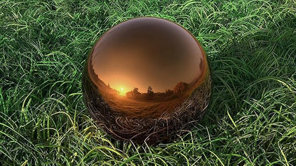 Lulu Decor, Dark Copper Stainless Steel Gazing Mirror Ball Size 14, Smooth Reflective Shiny Garden Decoration Globe