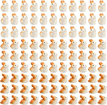 Marsui 100 Pcs Bunny Miniatures Figurines Rabbit Miniature Accessories Easter Garden Landscape Garden Rabbit for Easter Garden Accessories Dollhouses Decoration(Lively Rabbit)