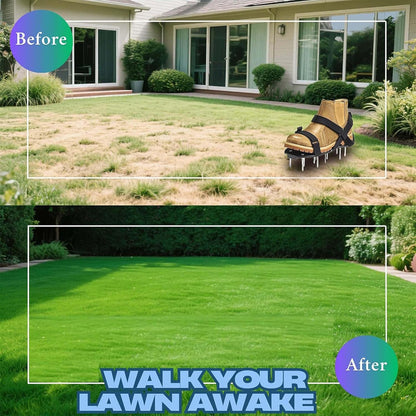 Lawn Aerator Shoes with Hook & Loop Straps with Shovel for Grass, Heavy Duty Spiked Aerating Sandals for Yard Patio Lawn Garden, Aerator Lawn Tool or Screed Shoes, One Size Fits All, Black Epoxy Shoes