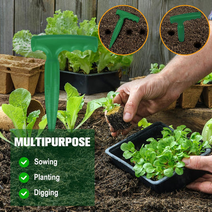 Seed Planter Tool, 6.9" Dibber Garden Tool, Plastic Seed Dibbler for Planting, Bulb Digger Garden Planter with Handle for Sowing Seeds, Planting, Bulbs, Digging (Green)