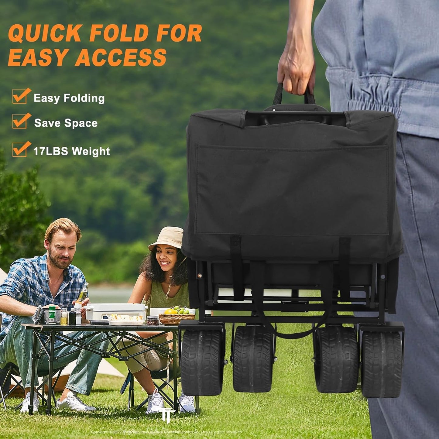 Nice C Collapsible Wagons Carts Foldable, Push Wagon, Stroller Wagons, Wagon with Canopy, Grocery Cart on Wheels, 42.5'' L Up to 440LBS, All-Terrain Wheels with Handle&Push Bar (Stroller, Black)