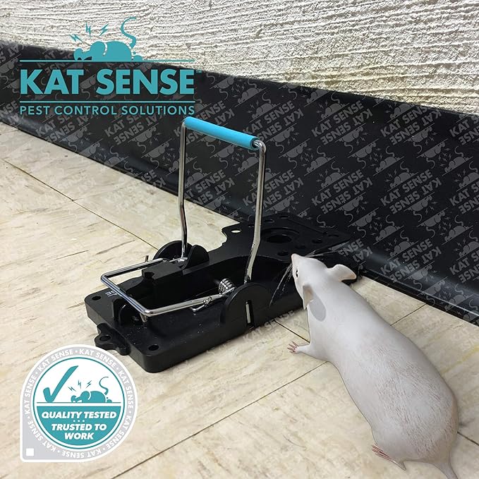 Kat Sense Large Rat Snap Traps Set of 6 - Stainless Steel Bar Design, Humane Rat Trap Indoor & Outdoor Use, Mouse Catcher for Repeat Use, High Precision Triggering, Traps for Rats, Mice, Chipmunks