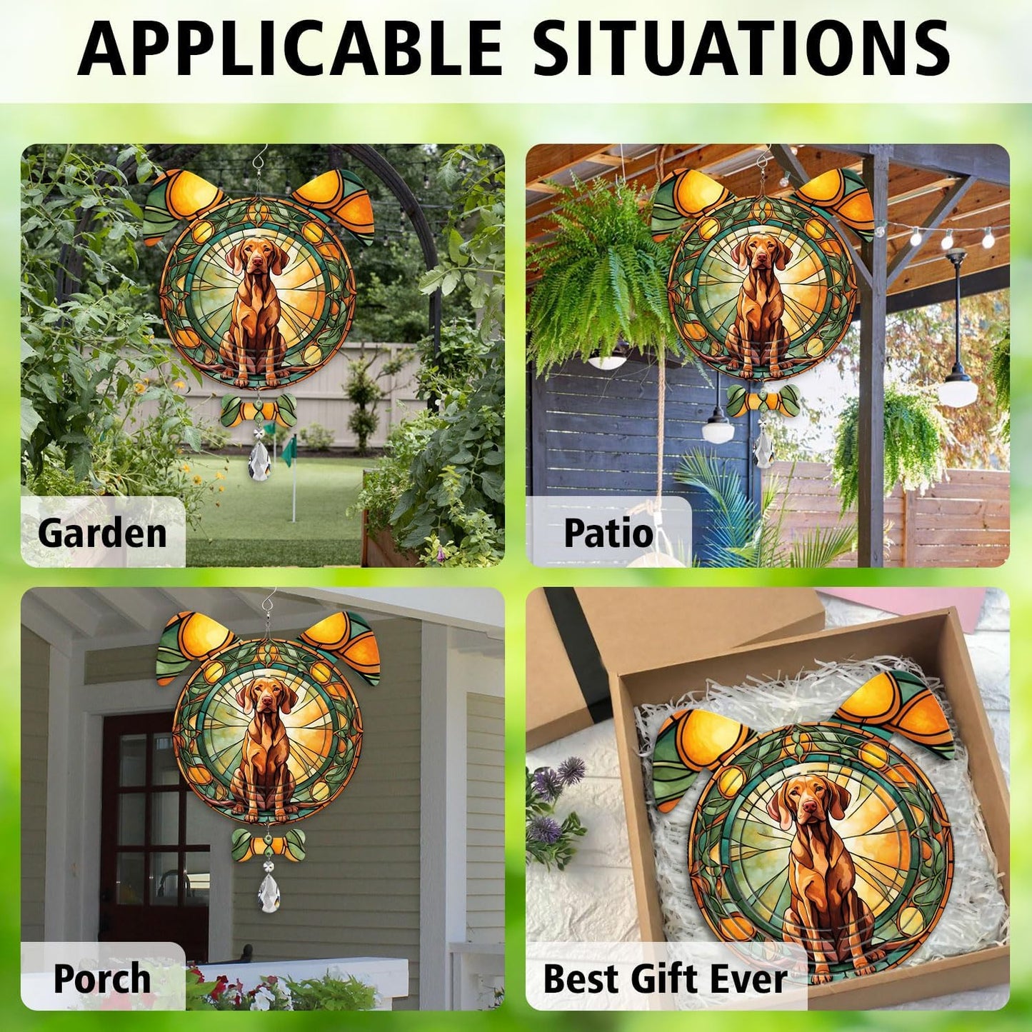 Vizsla Dog Ears Wind Spinner, Vizsla Wind Spinner Hanging for Yard and Garden V02
