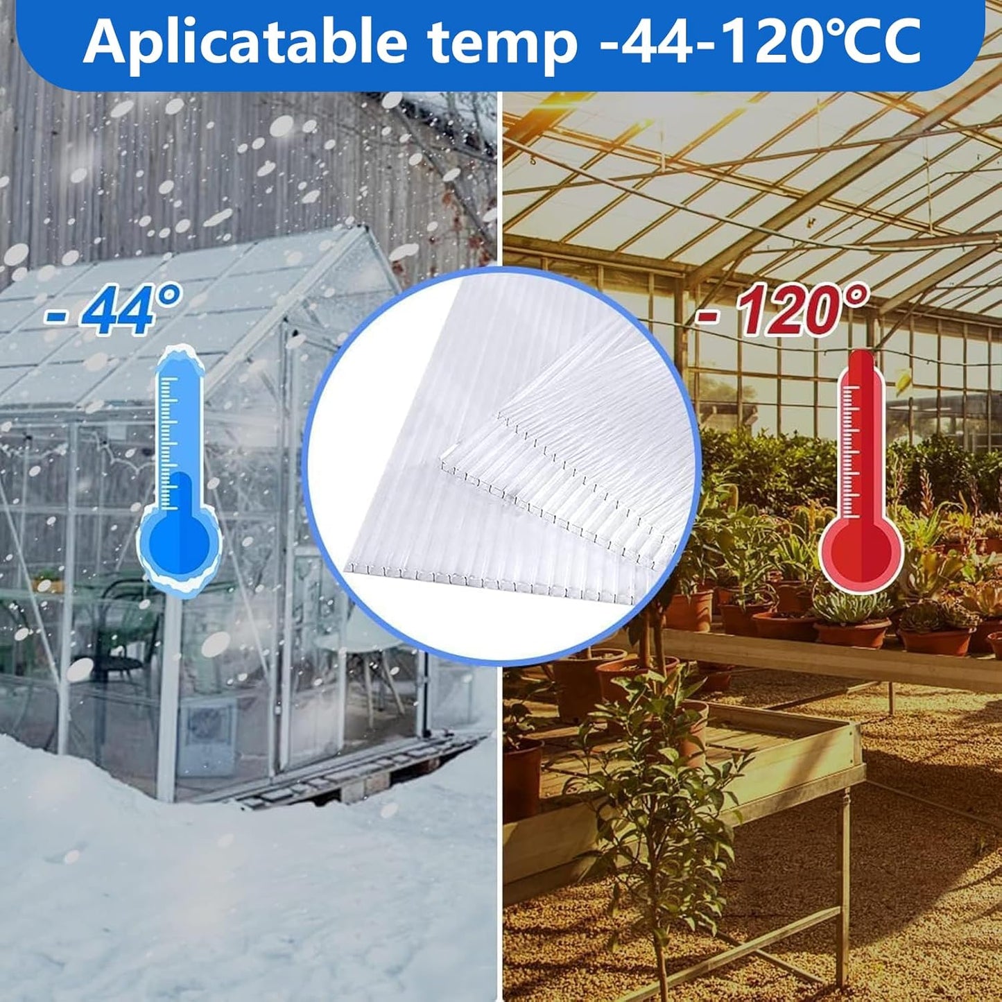 DGSL 6 Pcs Polycarbonate Greenhouse Panels, 4' x 2' x 0.16'' Twin-Wall Panels, Polycarbonate Sheet for All Weather Outdoor Garden and Greenhouse Covering