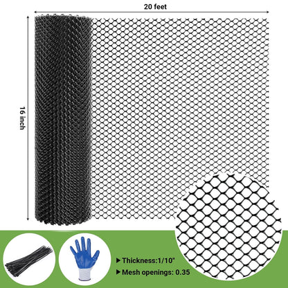 Mesh Tree Guard Trunk Protectors, Chicken Wire for Floral Arrangements, Tree Wraps to Protect Bark, Flexible Net Tree Guard 16 in x 20FT with 50 Zip Ties, Tree Bark Protector from Deer-Black