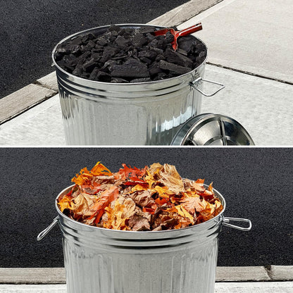 Plexon Metal Trash Can with Lid Outdoor 20 Gallon Galvanized Steel Garbage Bucket with Lid Silver, 3 Pack