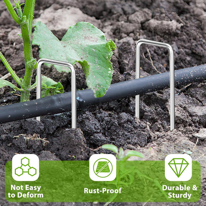 Landscape Staples 12 Inch, 12 Pack 8 Gauge Galvanized Garden Staples U-Shaped Landscape Stakes, Heavy Duty Ground Stakes for Outdoor Decorations, Weed Barrier Fabric, Irigation Tubing, Tent