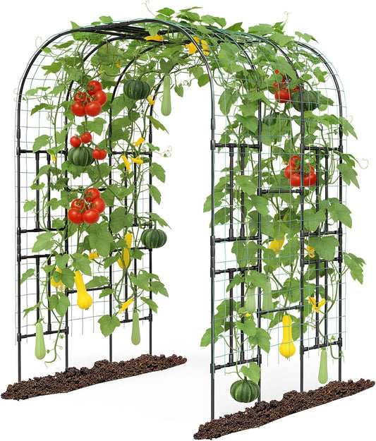 Garden Arch Trellis for Climbing Plants, 7.22 FT Tall Large Arbour Archway for Rose Vine Cucumber Vegetables, Wide Garden Arch for Lawn, Party, Ceremony Wedding Decoration.