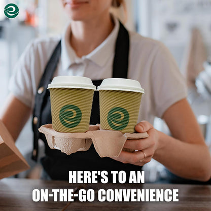 ECO SOUL 16oz Compostable Ripple Cups (25 Pack) – Biodegradable Paper Cups, Non-Toxic Disposable Cups for Hot Drinks, To-Go Coffee Cups, Eco-Friendly & Ripple Paper Cups