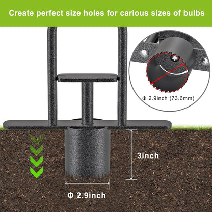 Dolibest Sod Plugger Tool, Grass Plugger Tool with Dual Pedals & Foot Ejector, Bulb Planter W/Sharp Serrations and Non-Slip Soft Grip Handle, for Lawn Planting Bulbs and Grass Repair, Easy Assembly