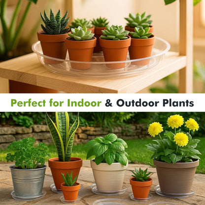 20 Packs 20 Inches Extra-Large Clear Plant Saucers for Indoor Outdoor Use Heavy Duty Plastic Plant Trays for Planter Bulk Flower Pot Drip Trays to Catch Water, 4 to 20 Inch