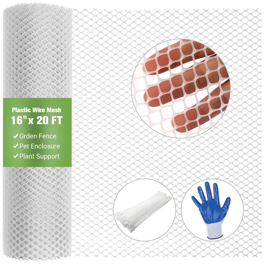Mesh Tree Guard Trunk Protectors, Chicken Wire for Floral Arrangements, Tree Wraps to Protect Bark, Flexible Net Tree Guard 16 in x 20FT with 50 Zip Ties, Tree Bark Protector from Deer-White