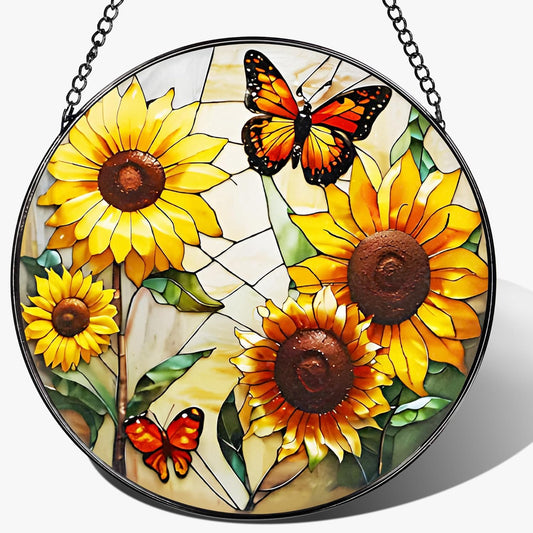 Butterfly Stained Glass Window Hanging, 8 Inch Sun Catchers Indoor Window, Suncatchers for Windows