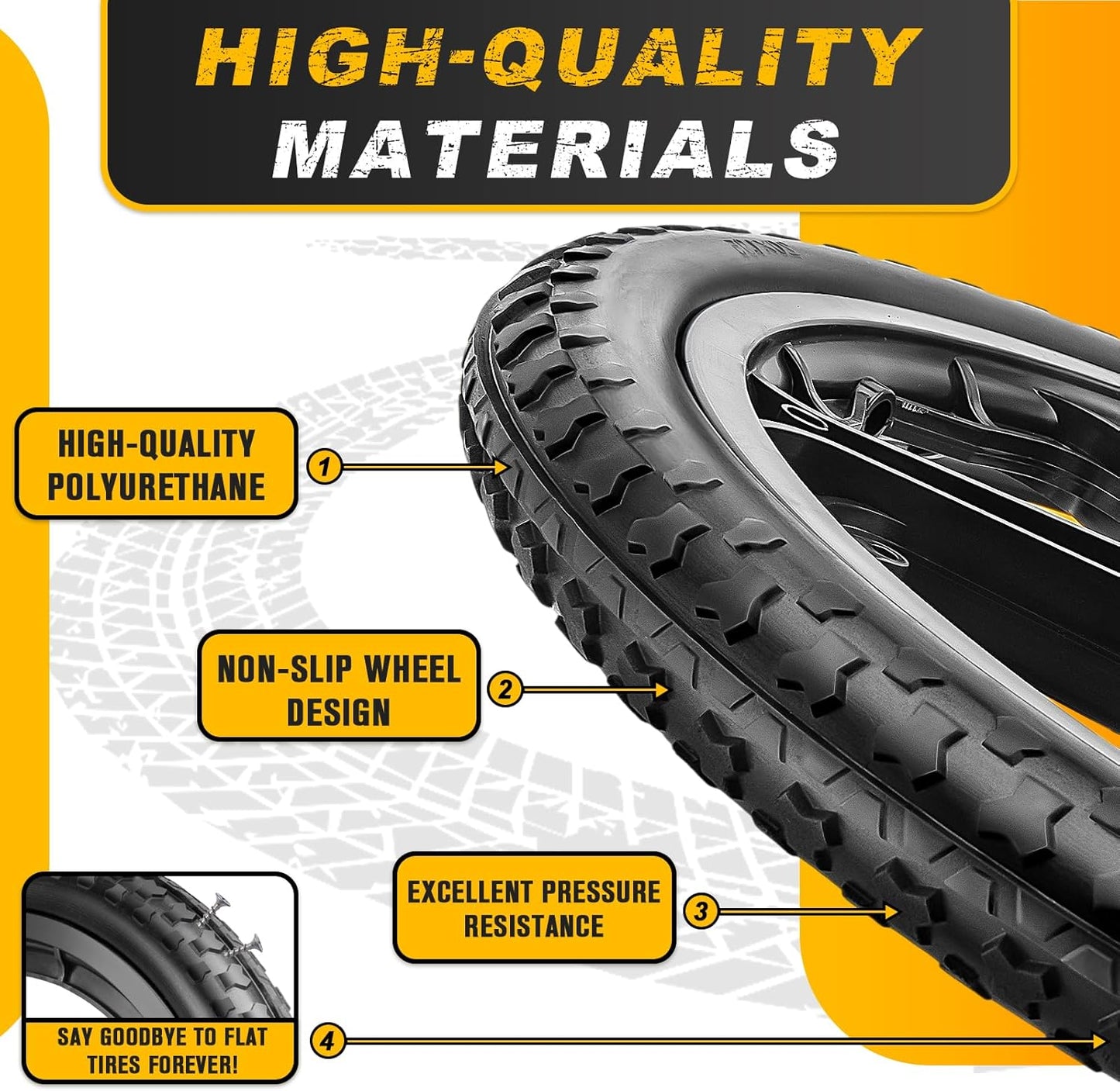 20x1.95" Rim Flat Free Cart Tire Assembly for Rubbermaid Garden Yard Cart, Garden Cart Wheels 20 inch with 5/8" Bearing Replacement for Wheelbarrow, Garden Trailers, Roofing Equipment by AZUNYYDS