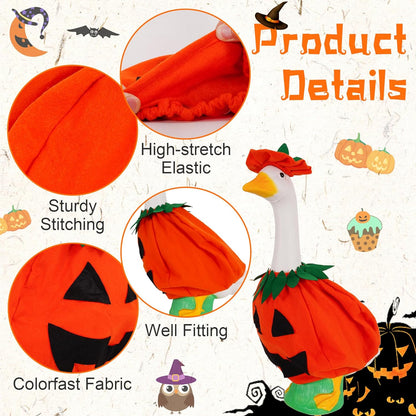 JIAYAN Porch Goose Outfits Outdoor Decoration: 2Pcs Cute Pumpkin Costume Set 23"/ 17" Lawn Goose Statue Clothes for Theme Party Garden Patio Yard