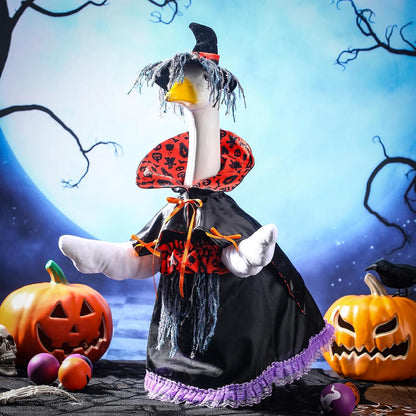 Halloween Goose Outfit Witch Goose Clothes for 23" High Cement or Plastic Lawn Clothing Porch Garden Costume for Yard Lawn Outdoor Garden Patio Statue Holiday Decor