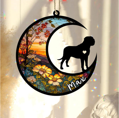 Personalized Dog Memorial, Custom Name English Mastiff Dog Christmas Ornament with Name, Custom Breeds, Pet Loss Light Catcher, Gifts for Lovers Loss of Pet Sympathy on Mothers Day Christmas