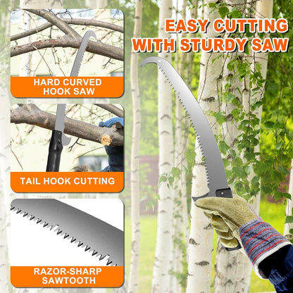 30FT Reach Pole Saw for Tree Trimming, Telescoping Tree Pruner Extendable with 5-24FT Extension Pole, Manual Saw for Yard, Garden, Patios