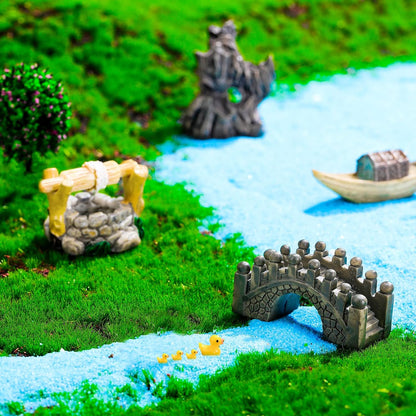 Jetec 12 Pcs Garden Accessories Miniature Bridge Mini Lighthouse Water Well Bridge Figurines Pond Lawn Ornament Figurines for DIY Craft Garden Decor(Retro Style)
