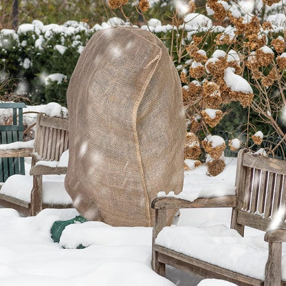8 Packs Winter Burlap Plant Covers Bags 39.4 x 47.2 Inch Large Burlap Sack Plant Blanket with Drawstring Reusable Warm Plant Frost Cloth Cold Freeze Blanket for Outdoor Fruit Tree Potted Plants