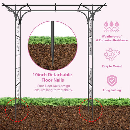 Garden Arch Trellis 7FT Wedding Arch Backdrop Stand,Metal Garden Arbor Trellis for Plant Climbing Outdoor, Plant Arch with Anchored Pile, Flower Arch Stand Balloon Decor,Archway Pergola