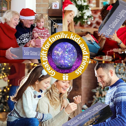 Solar Globe Lights Outdoor Waterproof-Solar Balls for Garden-Cracked Glass Ball Lights Outdoor-Solar Orbs for Outside-Decorations for Patio and Yard Lawn Backyard Decor