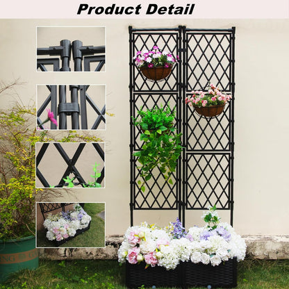Planter with Trellis - Raised Garden Bed with Trellis 70.9" H x 31.5" L x 15.7" W, Privacy Screen Planter Box with Drainage Hole, Outdoor Raised Garden Bed for Climbing Plants Metal+PE Coated