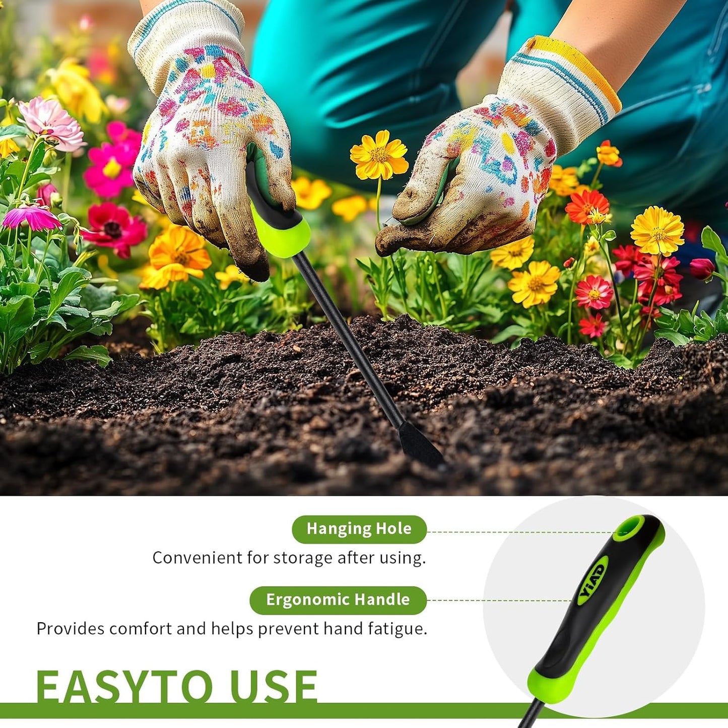 Dandelion Weed Puller Tool, Weed Puller Tool with Ergonomic Handle Garden Weed Remover Tool for Planting, Dandelion Puller Flower and Vegetable Care in Lawn Garden Yard