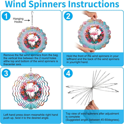 Metal Wind Spinners for Outdoor,Birthday Gifts for Women Mom Grandma, 12 Inch Flamingos Wind Spinner, Kinetic Sculpture Garden Decor for Ornament Gifts
