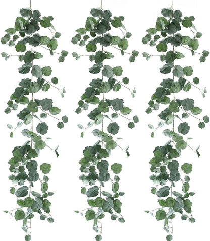 3 Strands Begonia Artificial Vines, 67" Silk Vine Garland with Green Leaves, Fake Hanging Plants Greenery Decor for Home, Bedroom, Wall, Party, Wedding Decoration