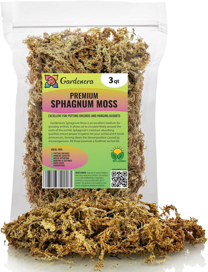 Gardenera Premium New Zealand Sphagnum Moss - Organic Hand Mixed Long Fibered Sphagnum Moss Orchid - 3 Quart