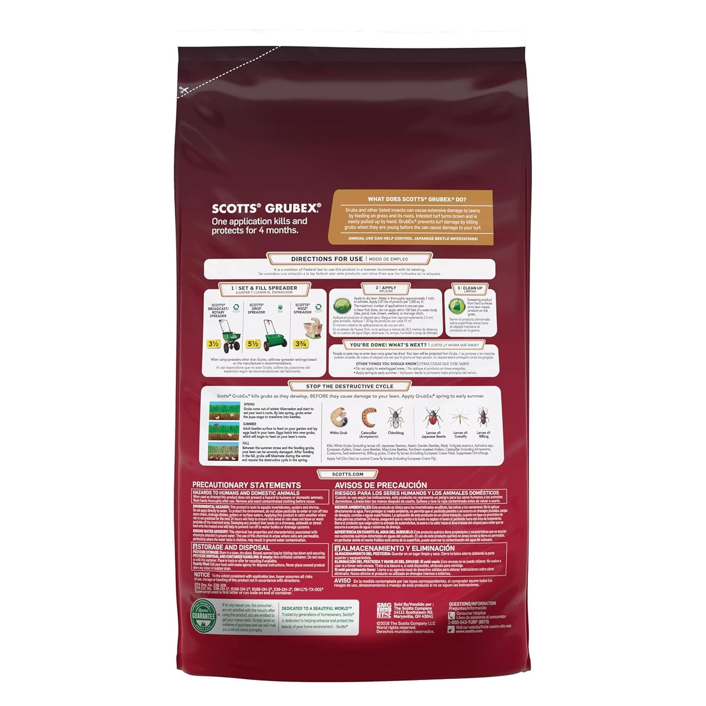 Scotts GrubEx1 Season Long Grub Killer, Protects Lawns Up to 4 Months, 10,000 sq. ft., 28.7 lbs.