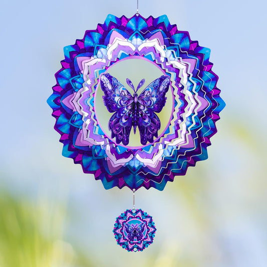 Butterfly Wind Spinner,Hanging Wind Spinners Outdoor for Garden Decoration，12 inch 3D Stainless