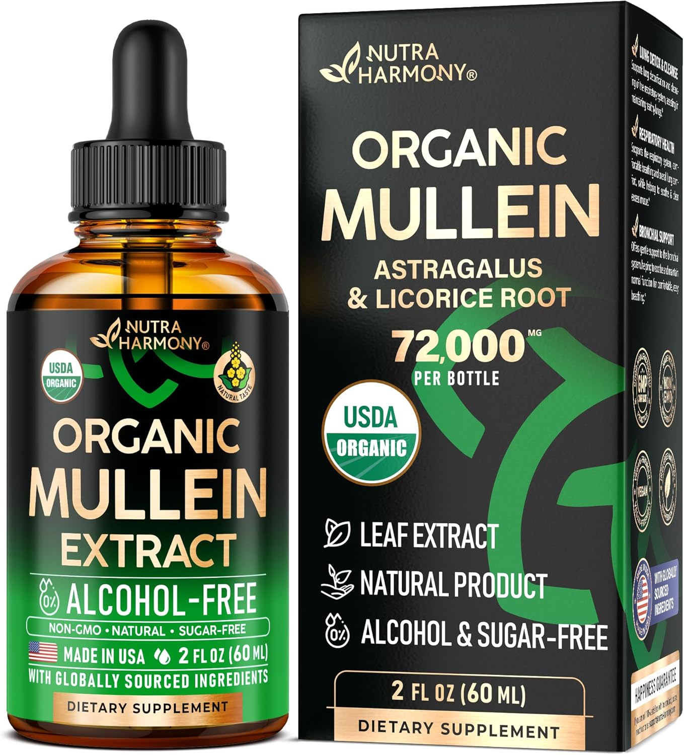 Mullein Drops for Lungs - USDA Organic Liquid - Mullein Leaf Extract Supplement - Made in USA - Lung & Bronchial Cleanse for Smokers - Respiratory Health Support - As Tincture, Tea, Pills - 2 fl oz