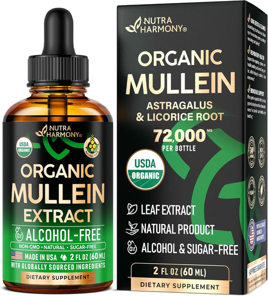 Mullein Drops for Lungs - USDA Organic Liquid - Mullein Leaf Extract Supplement - Made in USA