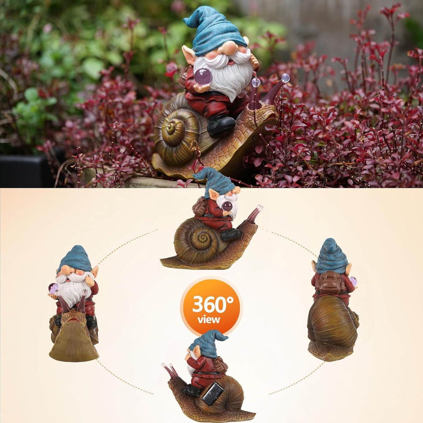 Crystal Ball Gnome Garden Decor Statue Solar Gnomes Decorationsfor Yard with Lantern Light Outdoor Decorations forBirthday Patio Mom Gift