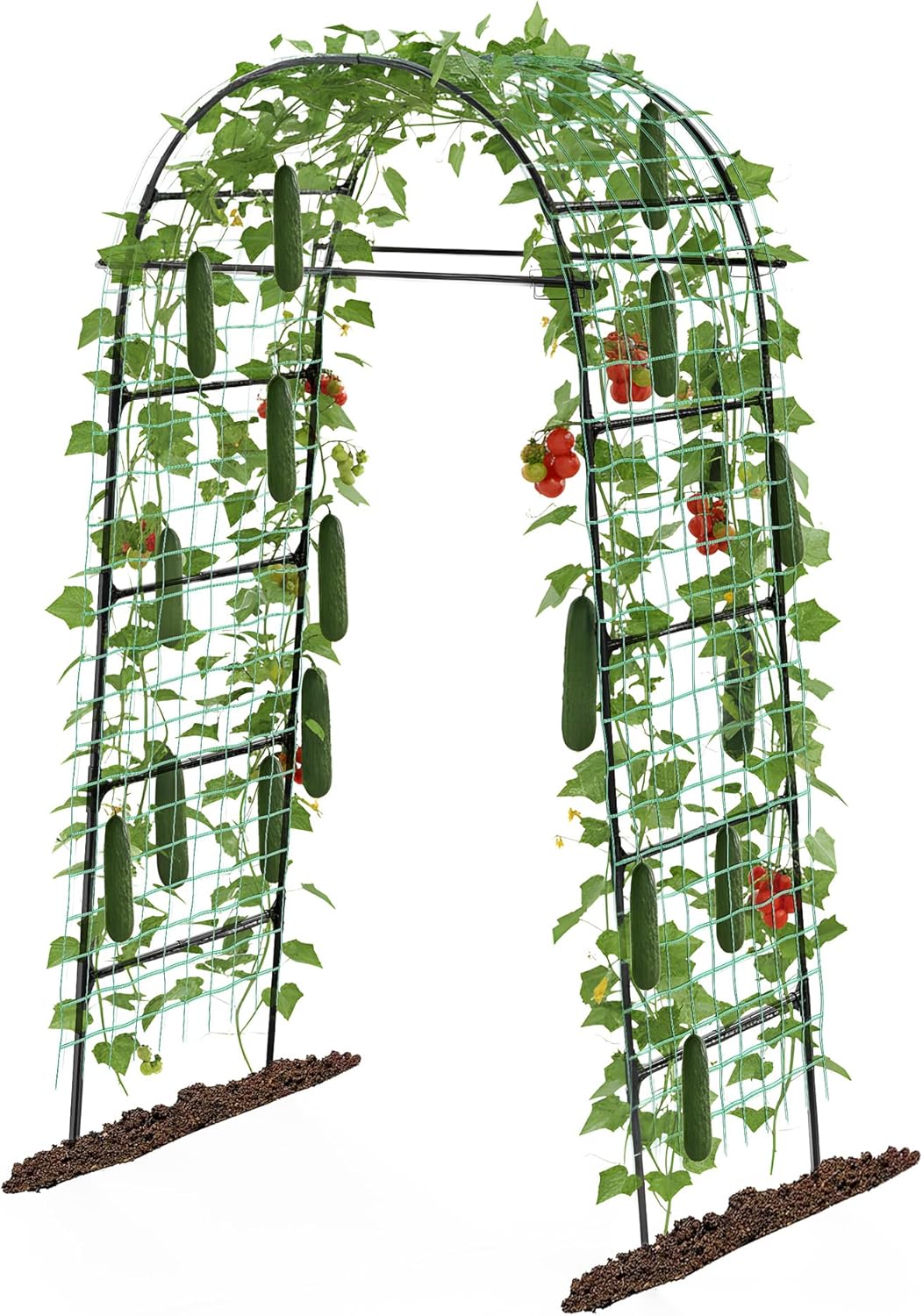 Garden Arch Trellis for Climbing Plants, 82 Inch Tall Grape Trellies for Outdoor,Flower Vegetable Tomato Cucumber Trellis with Clamp Netting, Metal Vine Plants Support for Wedding Garden Decoration