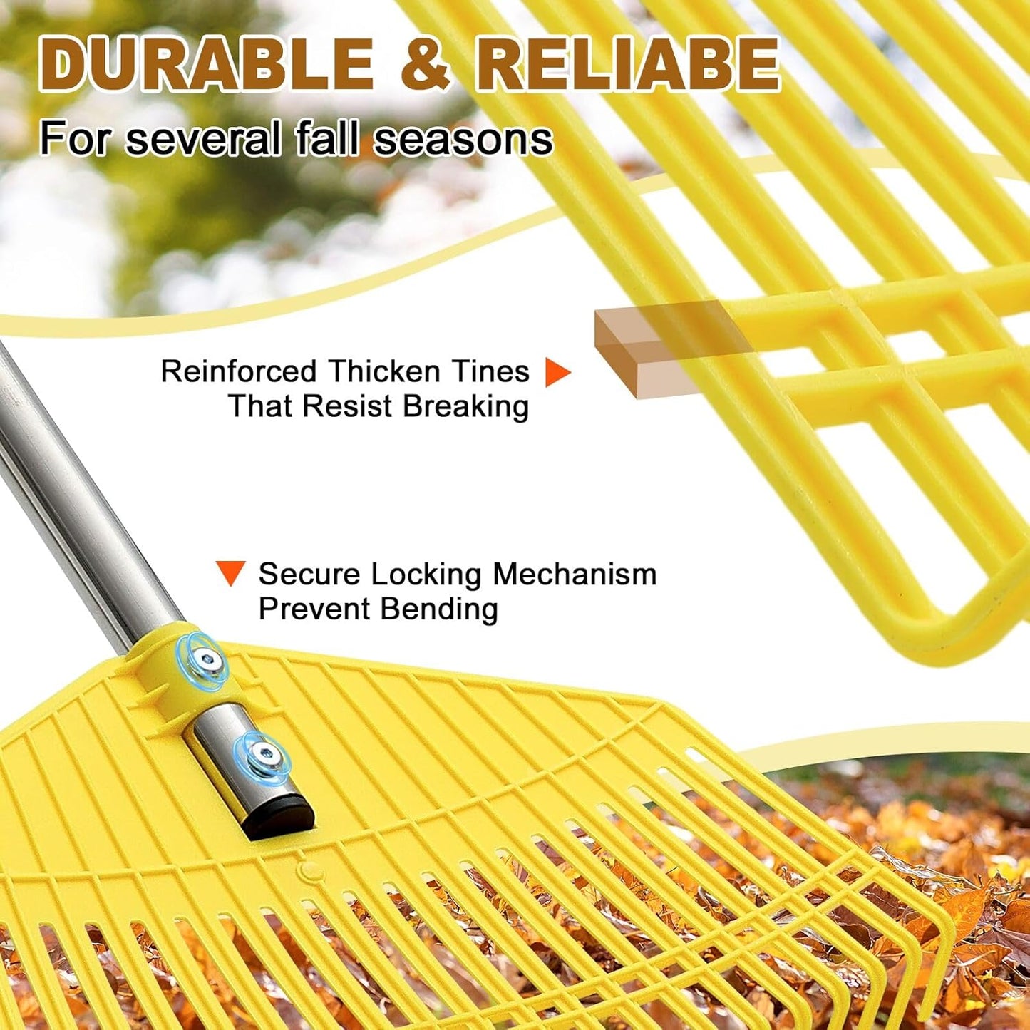 Garden Rake for Leaves - Extra Wide 18" Leaf Rake,Lightweight Long Handle for Women Seniors Kids Effortless Clean-Up,23 Non-Clog Flexible Tines for Lawn-Friendly,65” Adjustable Plastic Rakes for Yard