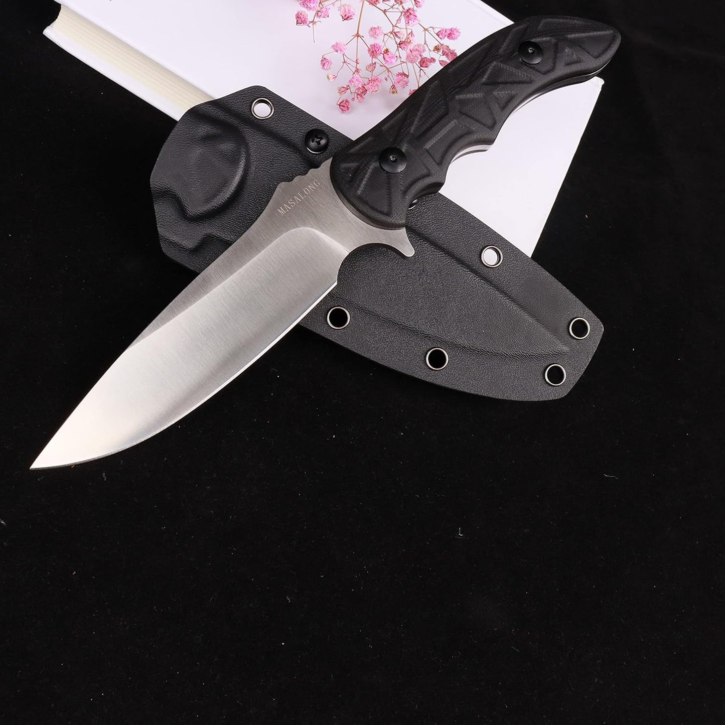 MASALONG Kni231 Full Tang Survival 9cr14mov Steel Knife With Belt Sheath For Bushcraft Camping Fixed Blade Knives