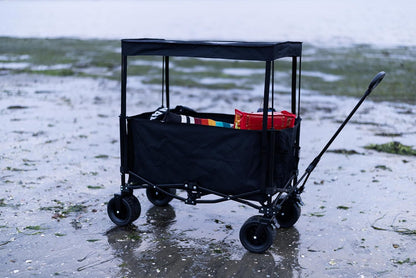 Nice C Wagon with Canopy, Collapsible Wagon, Foldable Wagons, 30W Portable Solar Panel w/USB, Type-C & DC Charging Cable, All-Terrain Wheels